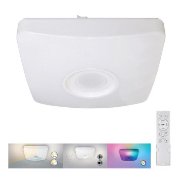 Rabalux - LED RGB himmennettävä kattovalaisin kaiuttimella LED/18W/230V 3000-6000K Bluetooth + kaukosäädin 36,5x36,5 cm