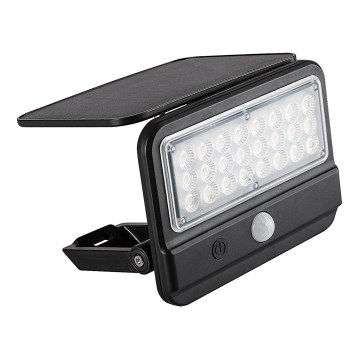 Rabalux - LED-seinäaurinkovalaisin anturilla LED/7W/3,7V IP54 musta