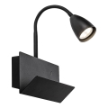 Rabalux - Seinävalaisin hyllyllä ja USB port 1xGU10/25W/230V musta