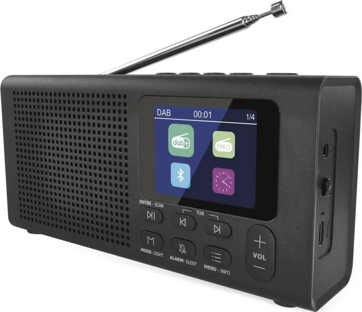Radio DAB DAB+ FM 3W/5V/4xAA musta