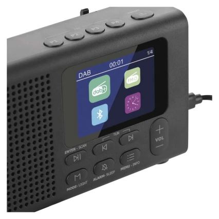 Radio DAB DAB+ FM 3W/5V/4xAA musta
