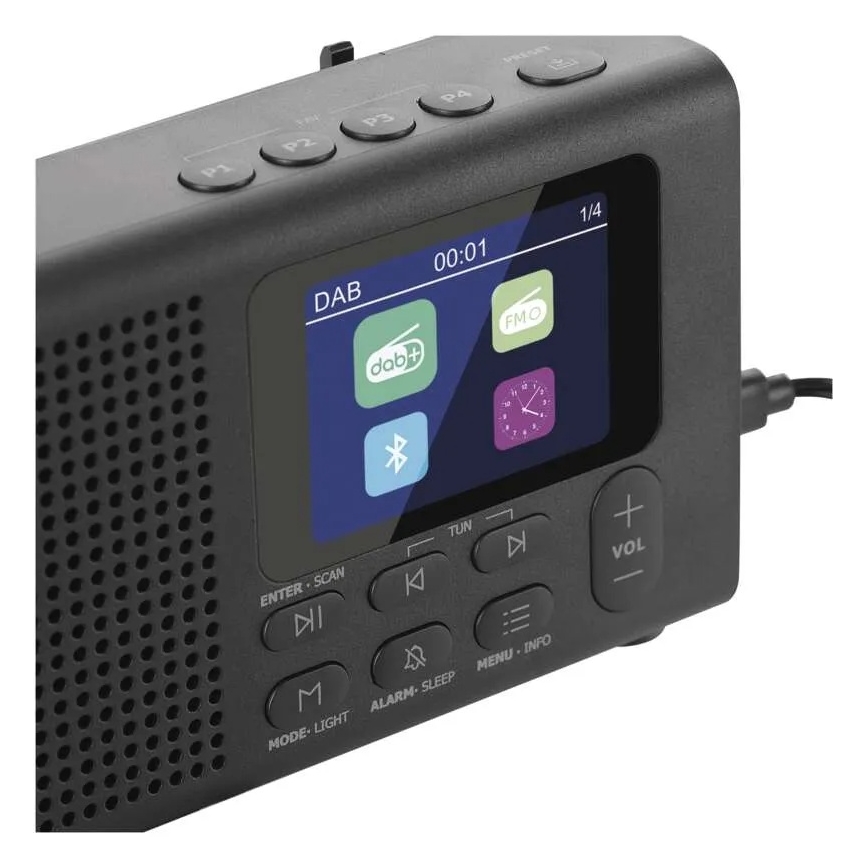 Radio DAB DAB+ FM 3W/5V/4xAA musta