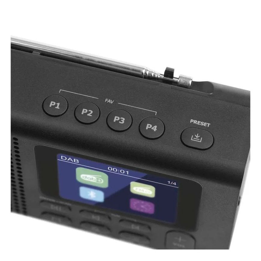 Radio DAB DAB+ FM 3W/5V/4xAA musta