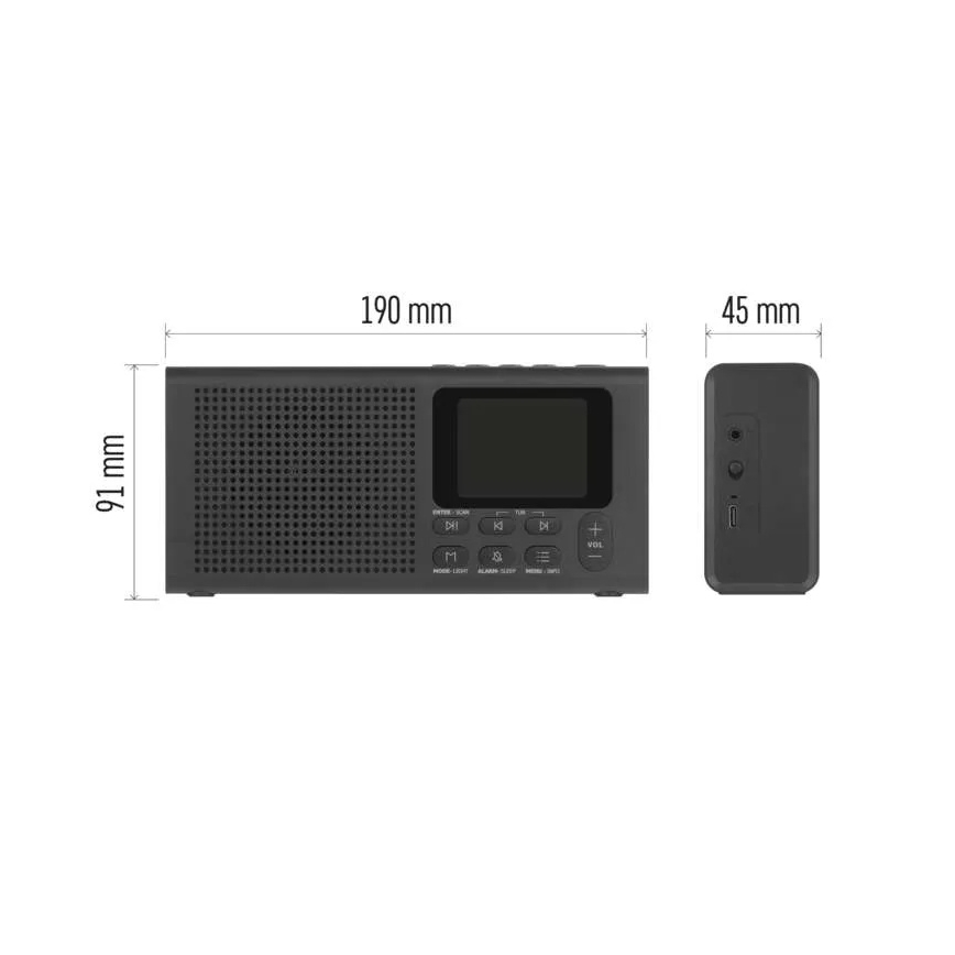 Radio DAB DAB+ FM 3W/5V/4xAA musta
