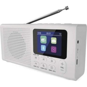 Radio DAB DAB+ FM 3W/5V/4xAA valkoinen