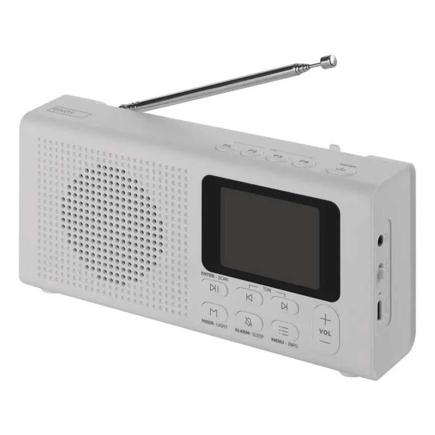 Radio DAB DAB+ FM 3W/5V/4xAA valkoinen