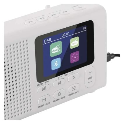 Radio DAB DAB+ FM 3W/5V/4xAA valkoinen