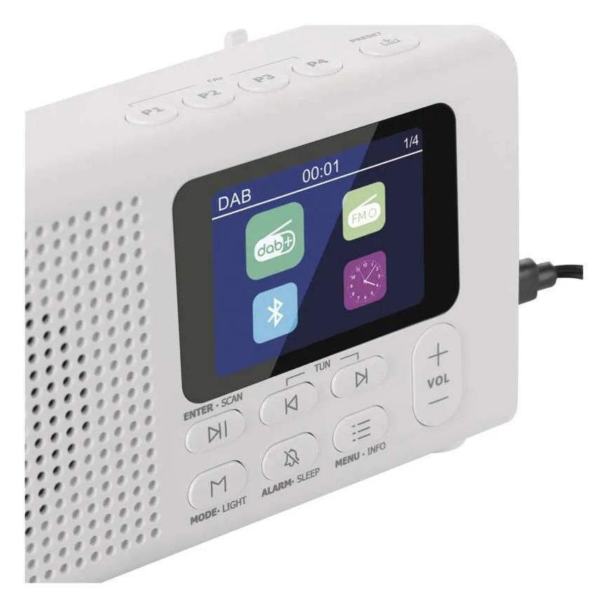 Radio DAB DAB+ FM 3W/5V/4xAA valkoinen