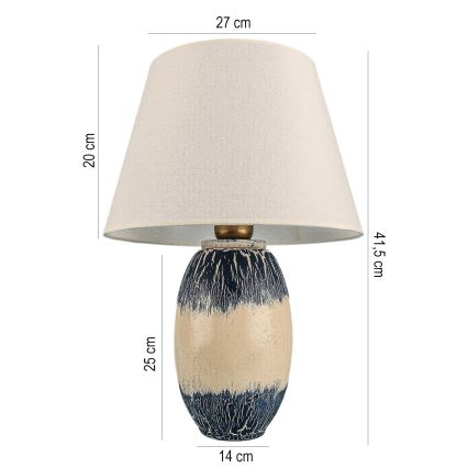 RAMZES Pöytälamppu 1xE27/40W/230V beige/sininen