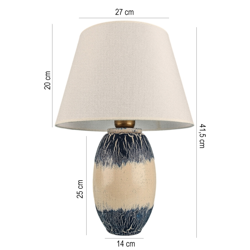 RAMZES Pöytälamppu 1xE27/40W/230V beige/sininen