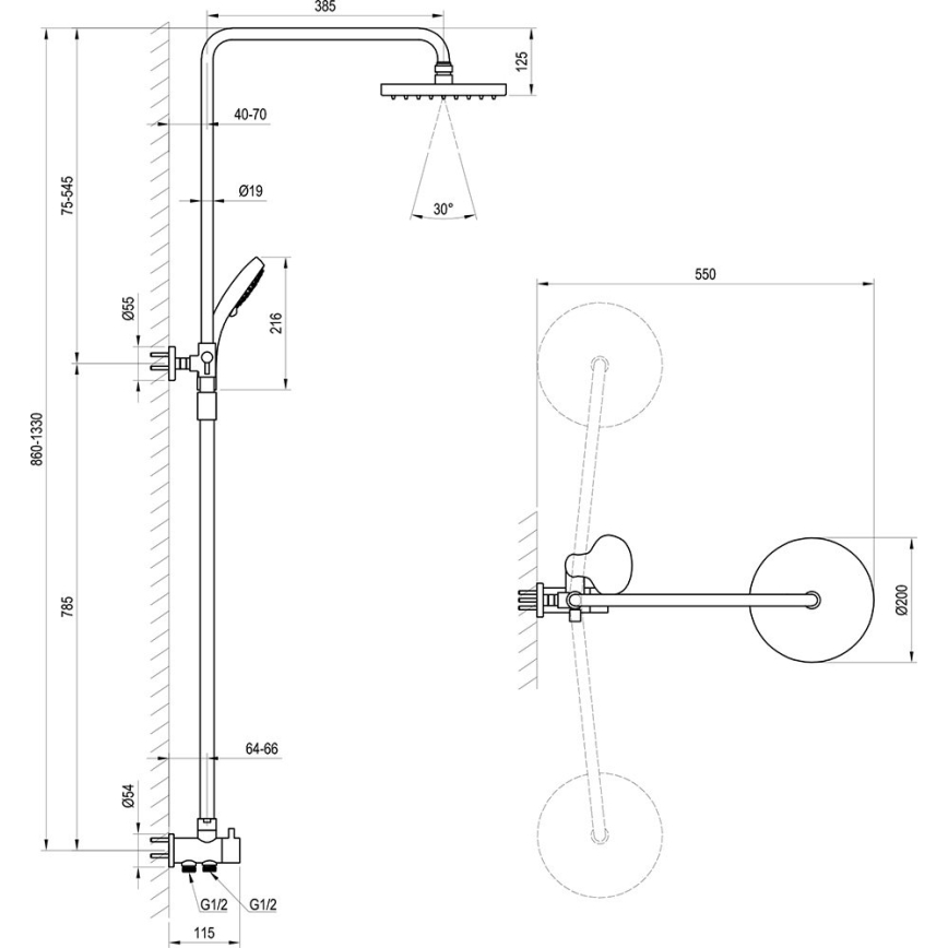 Ravak X07P232 - Suihkusetti, kiiltävä kromi