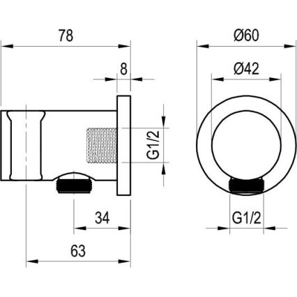 Ravak X07P572 - Suihkupidike vesiliitännällä 7,8x6 cm, musta