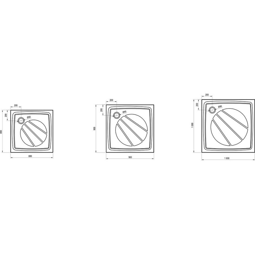 Ravak XA037701010 - Neliömäinen suihkualusta PERSEUS 90x90 cm valkoinen