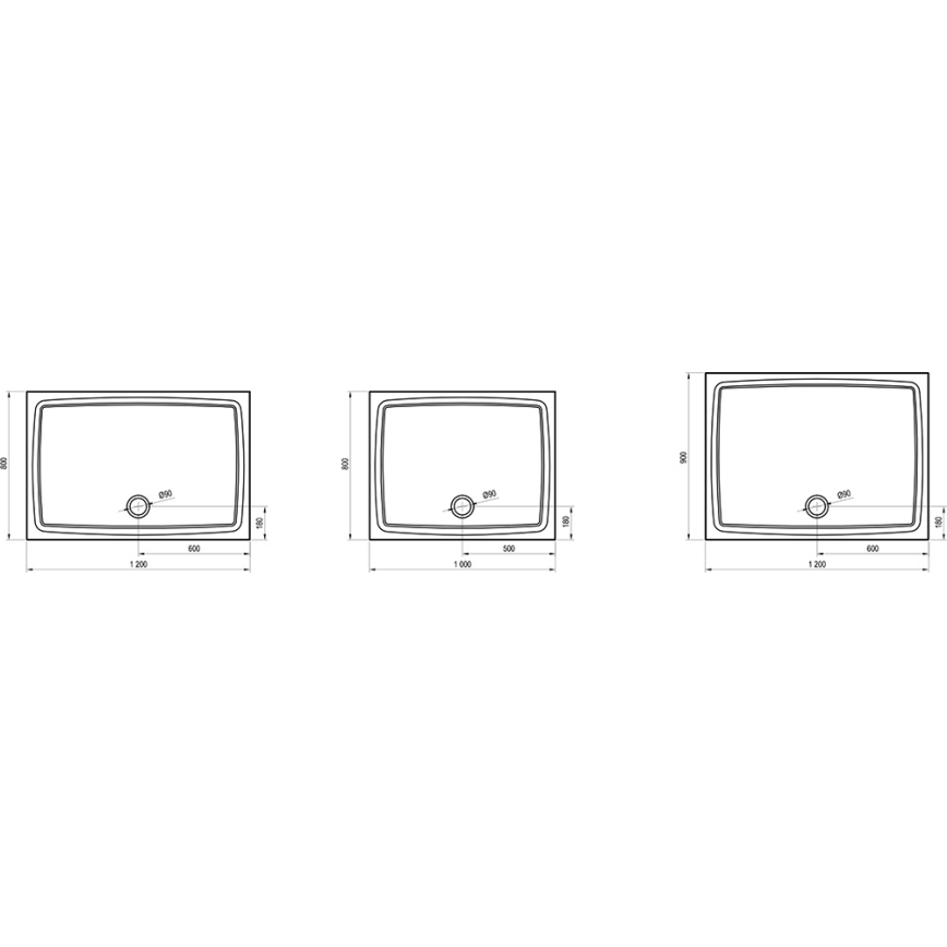 Ravak XA03G711010 - Suorakaiteinen suihkuallas GIGANT 90x120 cm valkoinen