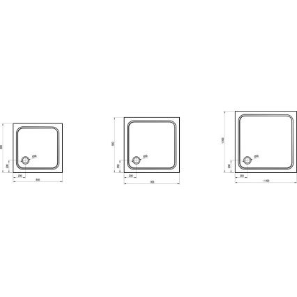 Ravak XA047701010 - PERSEUS neliömäinen suihkualusta 90x90 cm valkoinen