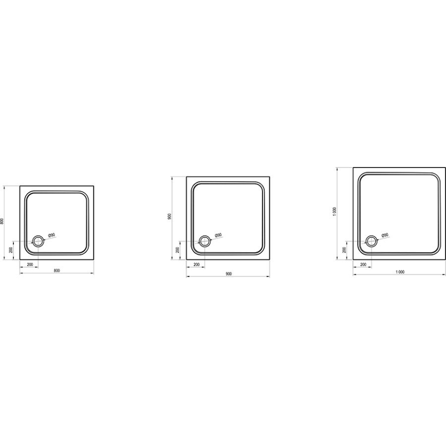 Ravak XA047701010 - PERSEUS neliömäinen suihkualusta 90x90 cm valkoinen