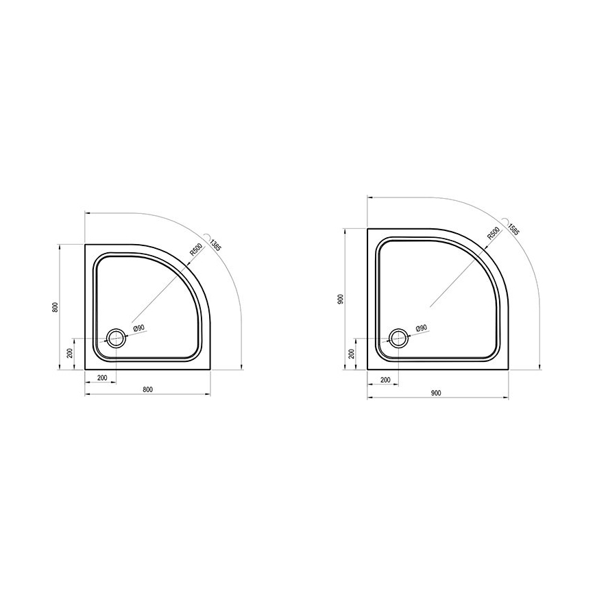 Ravak XA244401010 - Neljännespyöreä ELIPSO-suihkualusta 80x80 cm valkoinen