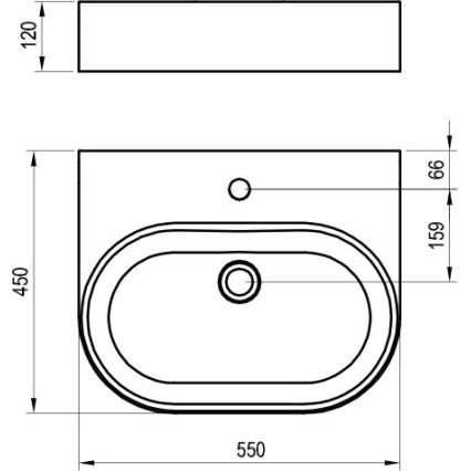 Ravak XJX01155004 - Päältä asennettava pesuallas CERAMIC SLIM 55x45 cm keraaminen/valkoinen