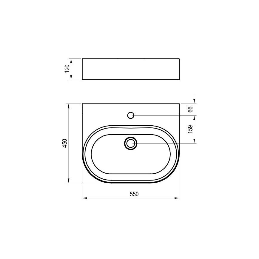 Ravak XJX01155004 - Päältä asennettava pesuallas CERAMIC SLIM 55x45 cm keraaminen/valkoinen