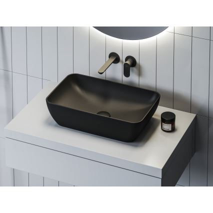 Ravak XJX0D150000 - Tasoon asennettava pesuallas CERAMIC SLIM 50x31 cm keramiikka/musta