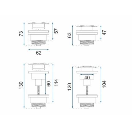 REA-A4100 - Pesualtaan CLICK-CLACK-viemäri, halkaisija 6,4 cm, kiiltävä musta