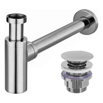 REA-A5693 - Lavuaarisifoni CLICK-CLACK-poistolla, halkaisija 6,4 cm, kiiltävä kromi