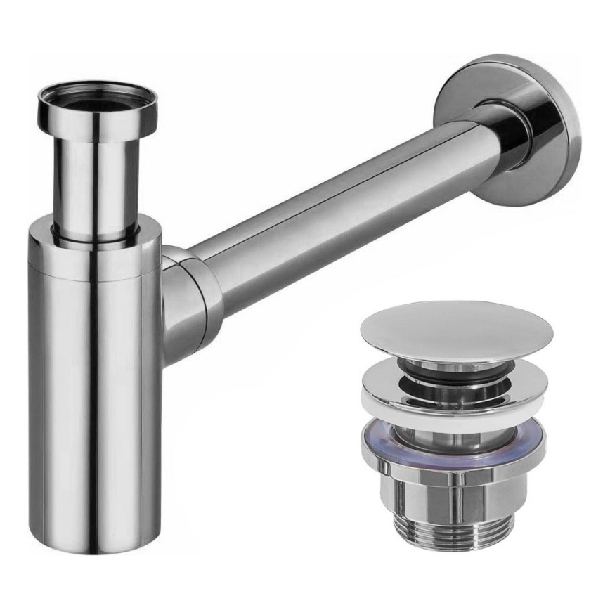 REA-A5693 - Lavuaarisifoni CLICK-CLACK-poistolla, halkaisija 6,4 cm, kiiltävä kromi