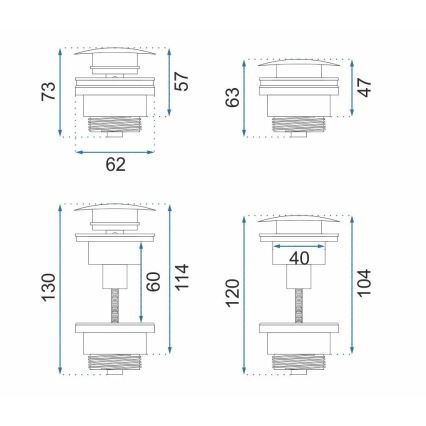 REA-A8110 - Pesualtaan CLICK-CLACK-pohjaventtiili, halkaisija 6,4 cm, kullanvärinen