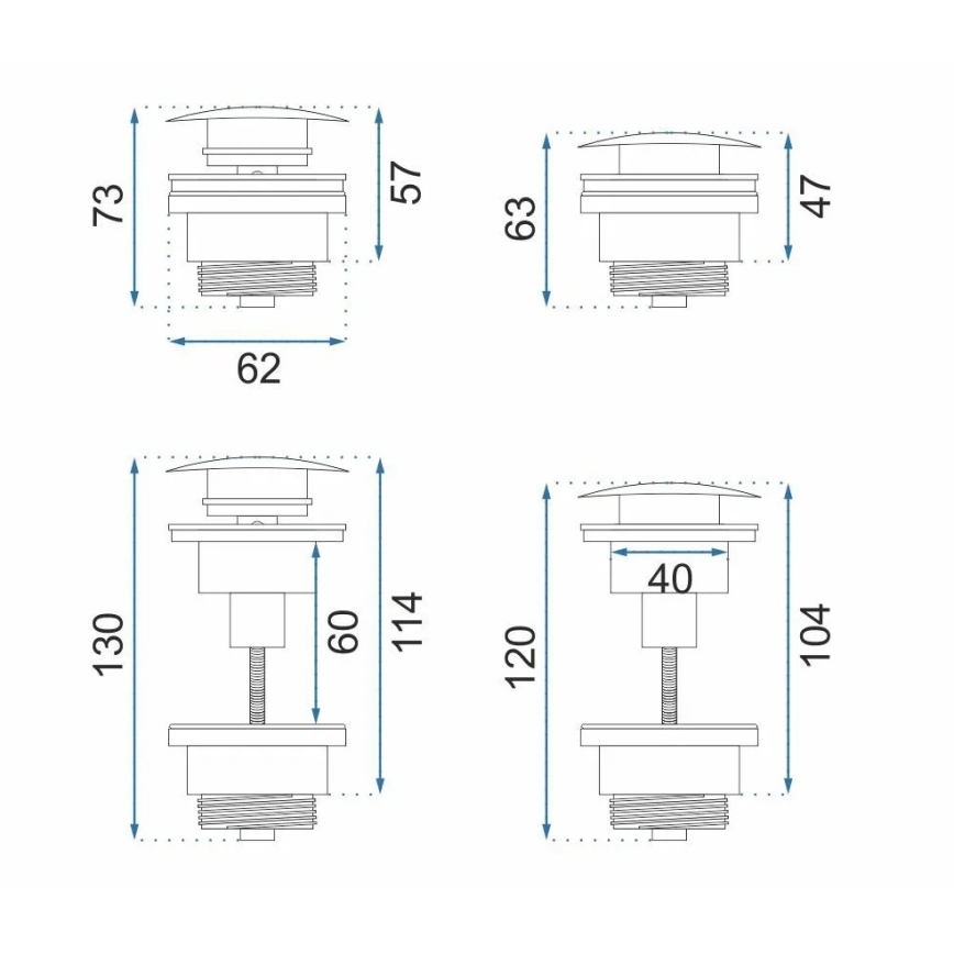 REA-A8110 - Pesualtaan CLICK-CLACK-pohjaventtiili, halkaisija 6,4 cm, kullanvärinen