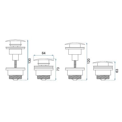 REA-A8585 - Lavuaarin tyhjennysventtiili CLICK-CLACK, halkaisija 6,4 cm, harjattu kulta