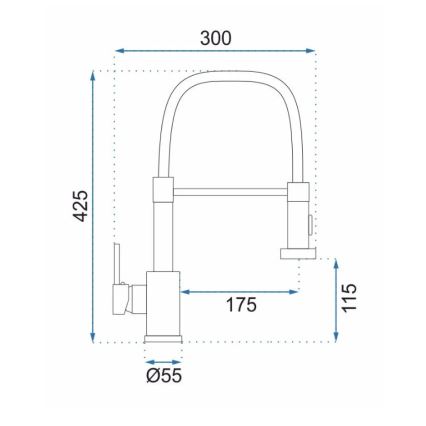 REA-B0417 - Keittiöhana ulosvedettävällä suihkupäällä COLIN 42,5 cm nikkeli