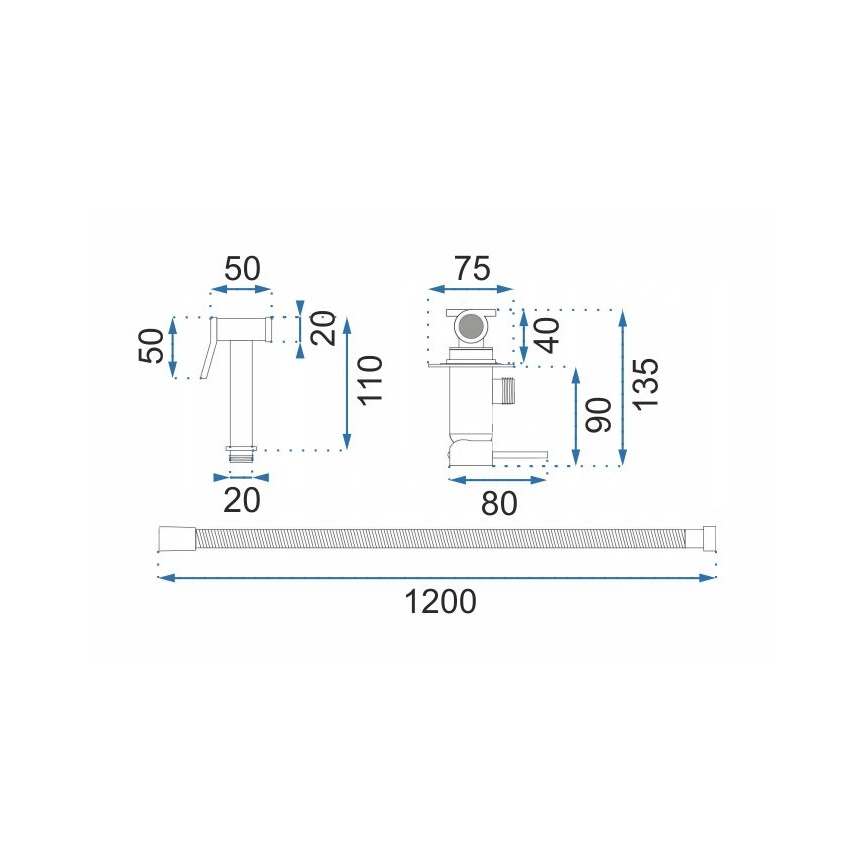 REA-B4106 - LUNGO bidet-sekoitin suihkupäällä, sisäänrakennettava, kiiltävä kromi