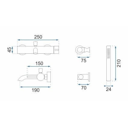 REA-B6641 - LUNGO-kylpyammesarja, kiiltävä kromi