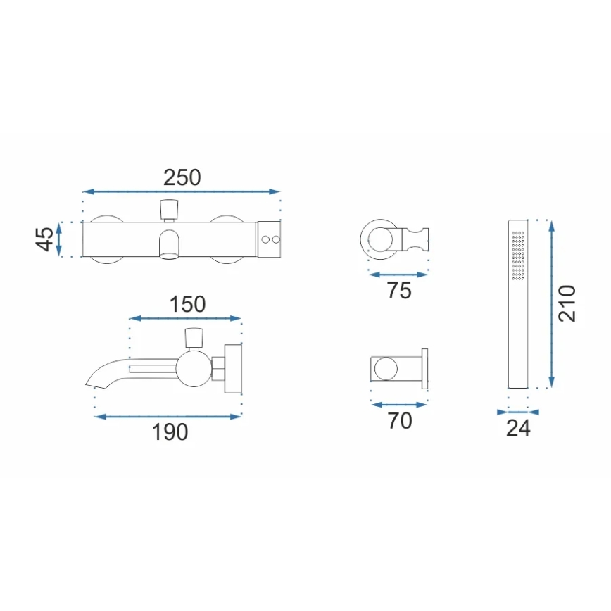 REA-B6641 - LUNGO-kylpyammesarja, kiiltävä kromi