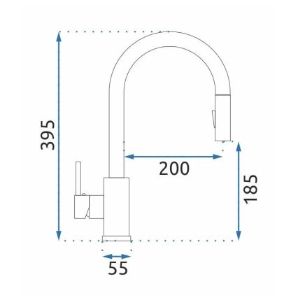 REA-B9146 - FRESH keittiöhana vedettävällä suihkupäällä, 39,5 cm, niklattu
