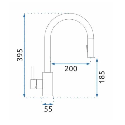 REA-B9147 - Keittiöhana vetosuihkulla FRESH 39,5 cm mattamusta