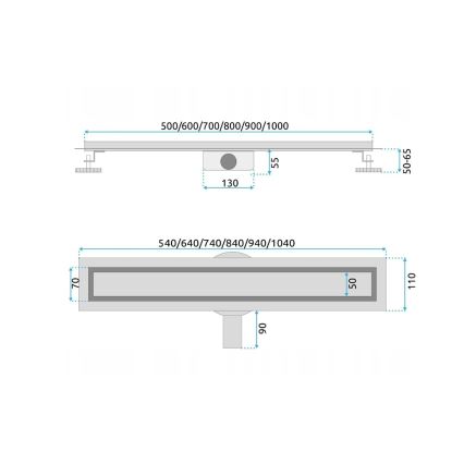REA-G5809 - NEOX PRO 80 cm lineaarinen lattiakaivo, ruostumaton teräs