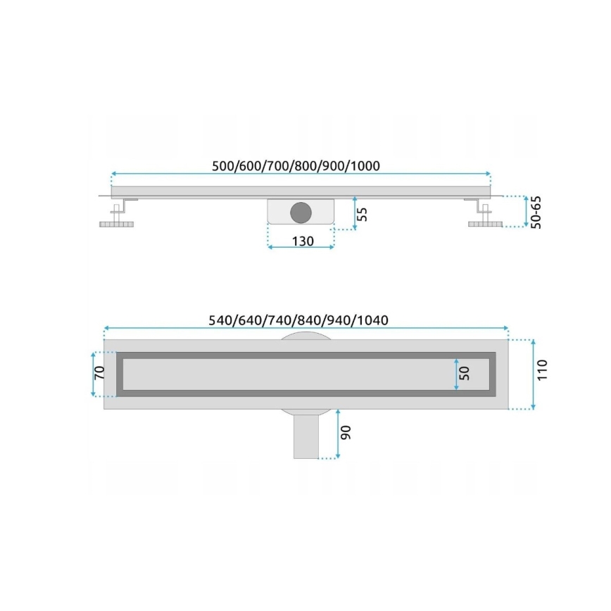 REA-G7802 - NEOX PRO lineaarinen lattiakaivo 70 cm ruostumaton teräs/musta