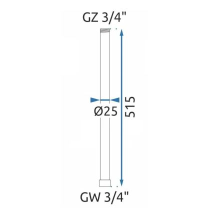 REA-K0880 - Jatkovarsi suihku-/ammesarjaan 51,5 cm mattamusta