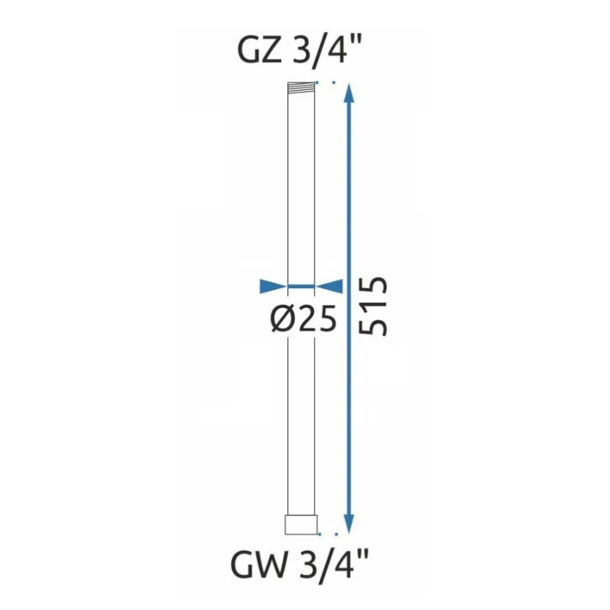 REA-K0880 - Jatkovarsi suihku-/ammesarjaan 51,5 cm mattamusta