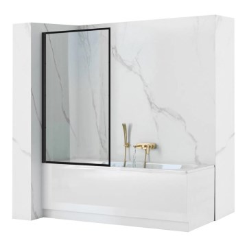REA-K7390 - Kylpyammeen lasiseinä LAGOS 140x80 cm musta/kirkas