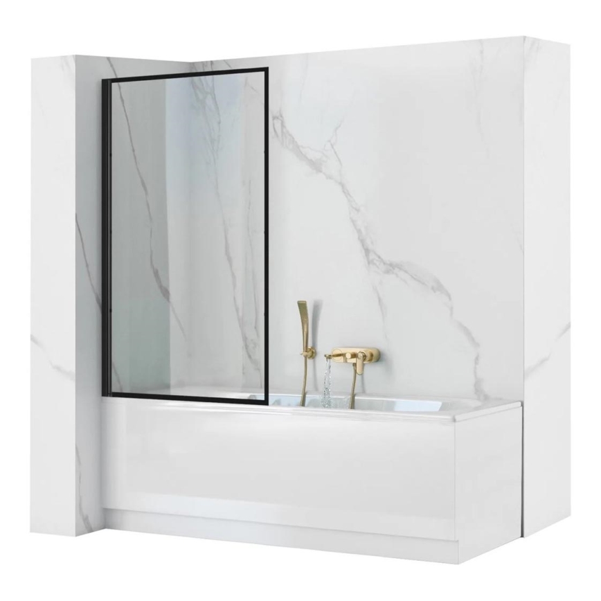 REA-K7390 - Kylpyammeen lasiseinä LAGOS 140x80 cm musta/kirkas