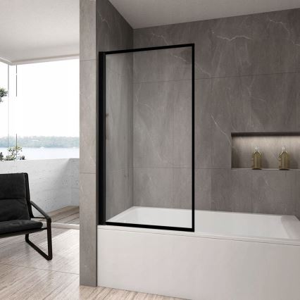 REA-K7390 - Kylpyammeen lasiseinä LAGOS 140x80 cm musta/kirkas