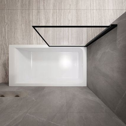 REA-K7390 - Kylpyammeen lasiseinä LAGOS 140x80 cm musta/kirkas