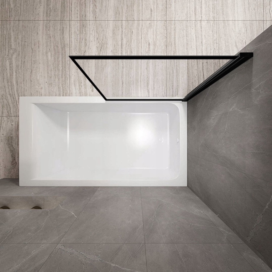 REA-K7390 - Kylpyammeen lasiseinä LAGOS 140x80 cm musta/kirkas