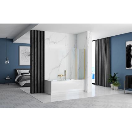REA-K9777 - Taitettava ammeen suihkuseinä AGAT 140x100 cm harjattu kulta/kirkas