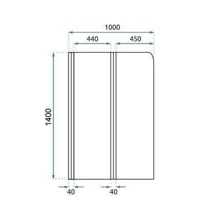 REA-K9777 - Taitettava ammeen suihkuseinä AGAT 140x100 cm harjattu kulta/kirkas