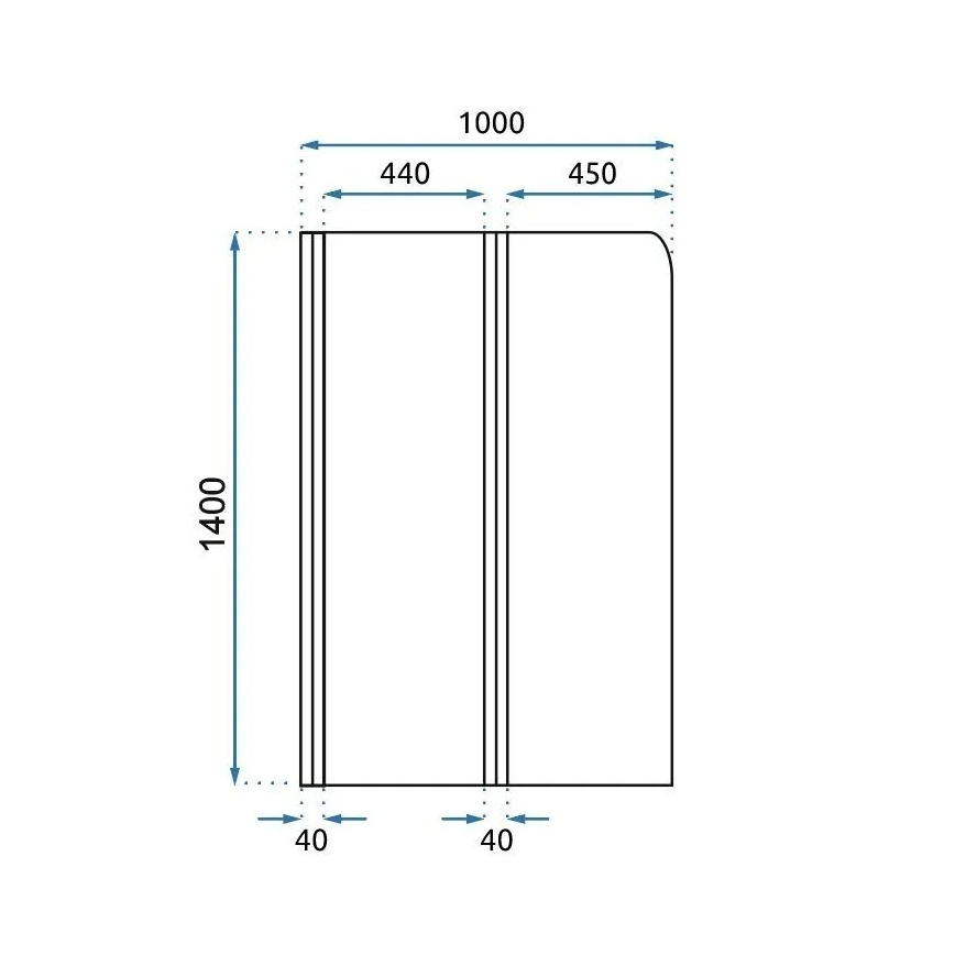 REA-K9777 - Taitettava ammeen suihkuseinä AGAT 140x100 cm harjattu kulta/kirkas