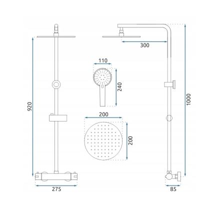 REA-P8413 - Suihkusetti BLISS termostaattisella sekoittajalla, harjattu kulta