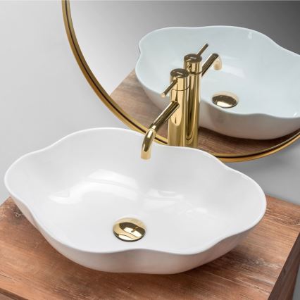 REA-U0265 - Tason päälle asennettava pesuallas PEARL 38x50,5 cm keramiikka/kiiltävä valkoinen